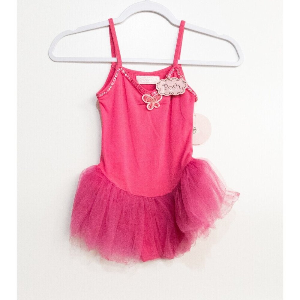 Posh Kids Girls Pink Polycotton Ballet Dress Tulle Floral Sleeveless Size M